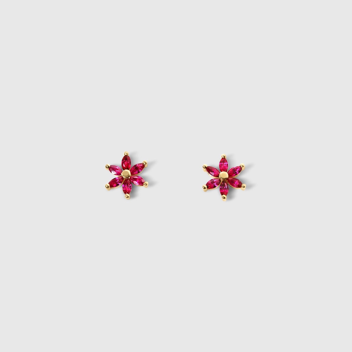 Amalia - Ruby Flower Ear Jacket Earrings – La Fleur Rouge Collection of Rubies & Solid Gold - Aurora Laffite Jewelry