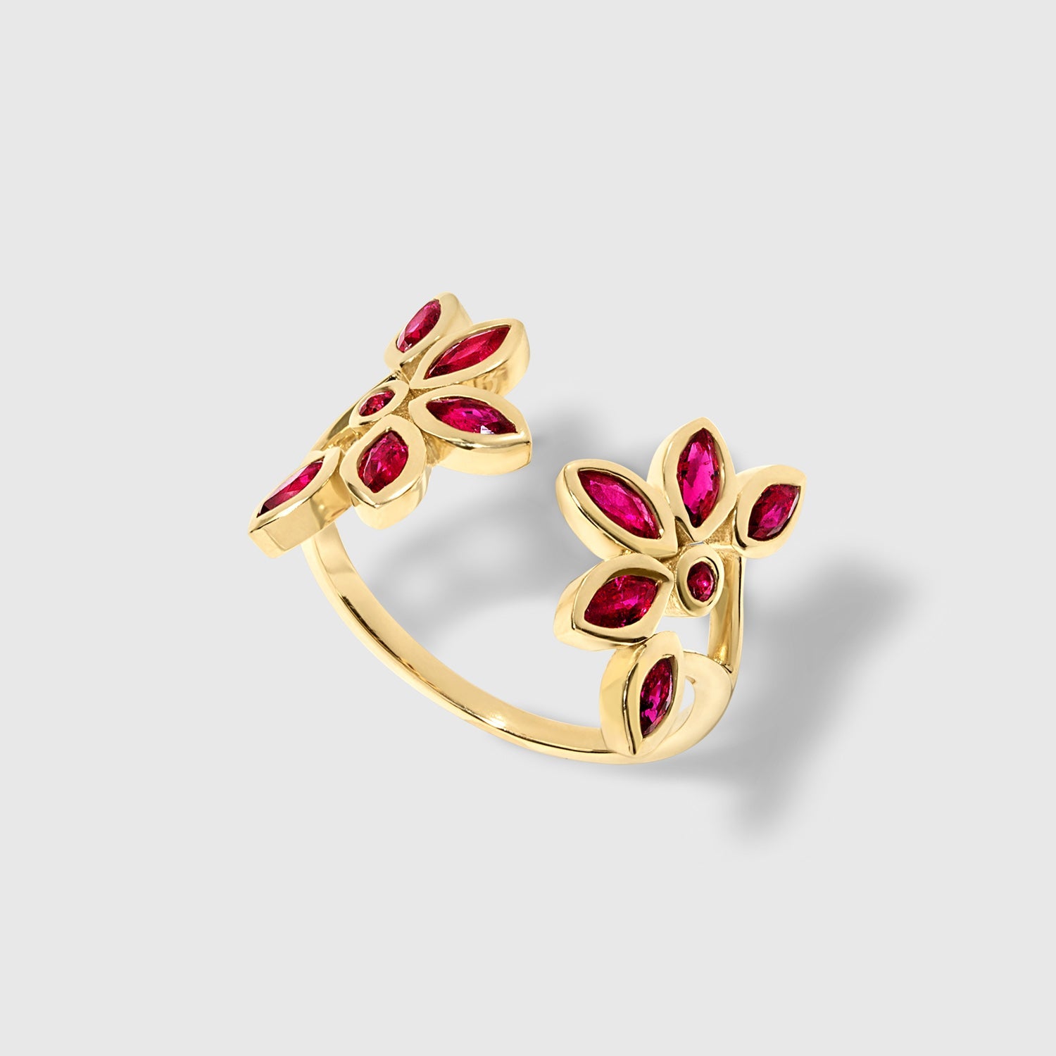 Amalia - Ruby Flower Open Ring – La Fleur Rouge Collection of Rubies & Solid Gold - Aurora Laffite Jewelry