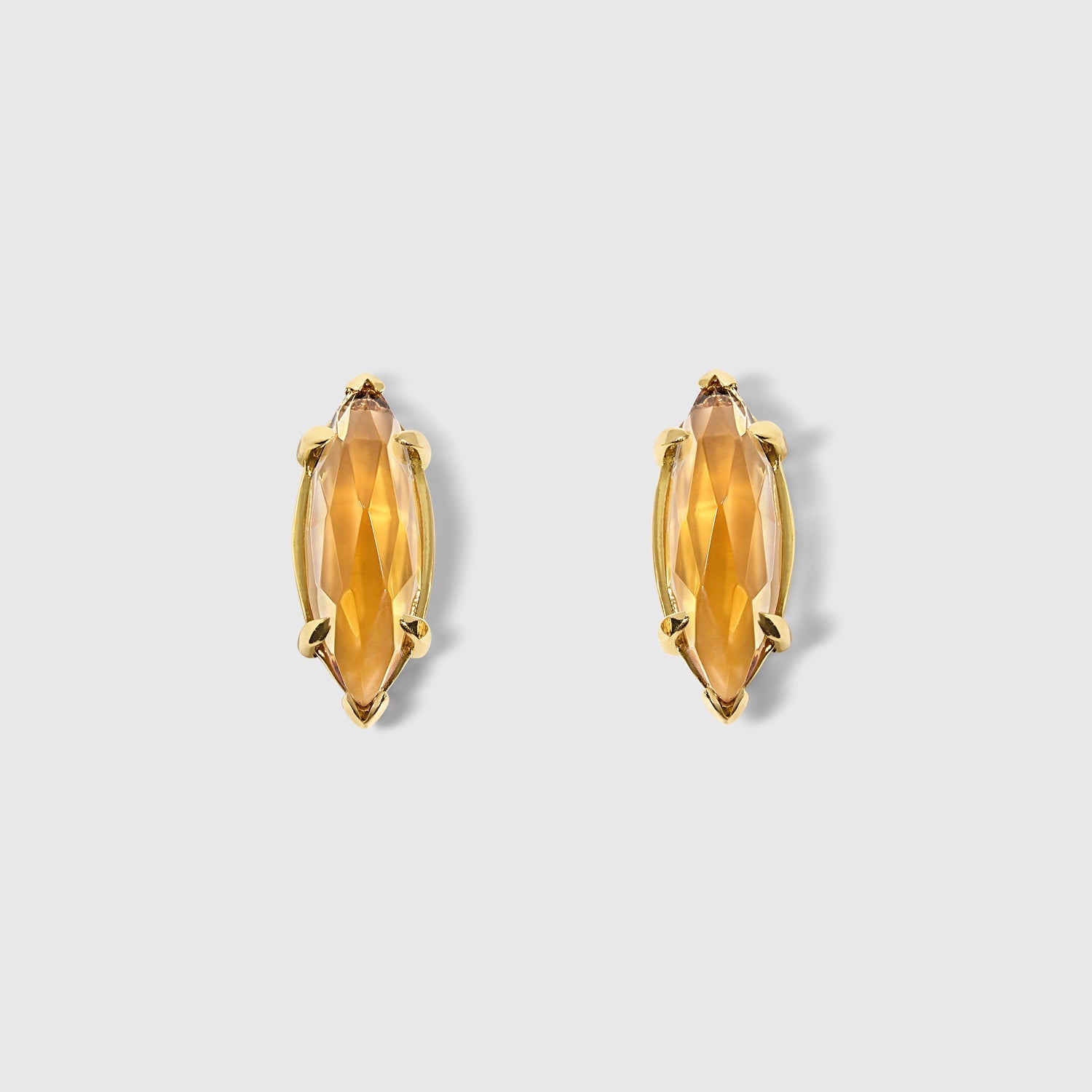 Citrine Marquise Stud Earrings in Solid Gold – Sunset Glow Set - Aurora Laffite Jewelry