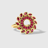 Flavia - Ruby Flower Halo Ring – La Fleur Rouge Collection of Rubies & Solid Gold - Aurora Laffite Jewelry