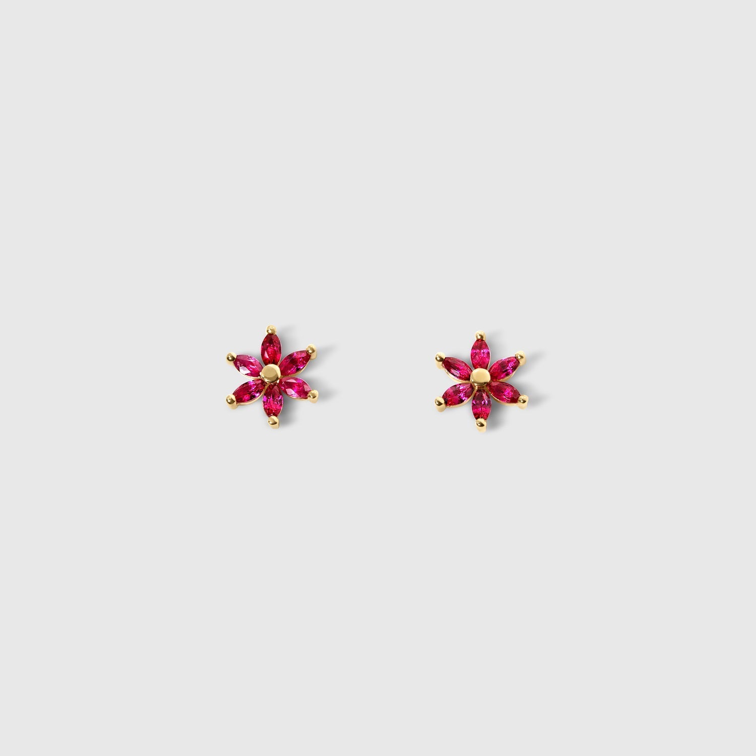 Gladis - Ruby Flower Stud Earrings – La Fleur Rouge Collection of Rubies & Solid Gold - Aurora Laffite Jewelry