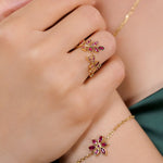 Gladis - Ruby Flower Vine Bypass Ring – La Fleur Rouge Collection of Rubies & Solid Gold - Aurora Laffite Jewelry