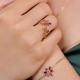 Gladis - Ruby Flower Vine Bypass Ring – La Fleur Rouge Collection of Rubies & Solid Gold - Aurora Laffite Jewelry