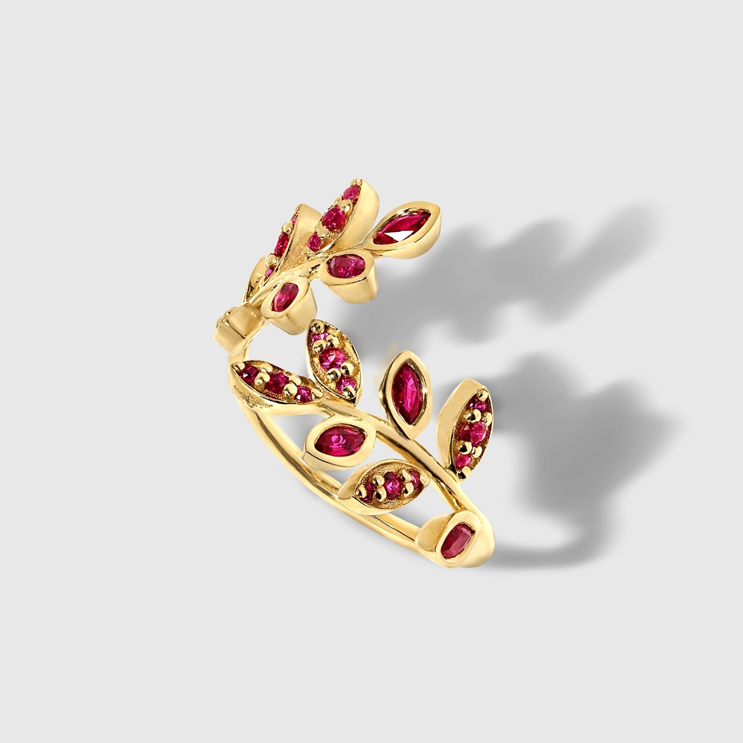 Gladis - Ruby Flower Vine Bypass Ring – La Fleur Rouge Collection of Rubies & Solid Gold - Aurora Laffite Jewelry