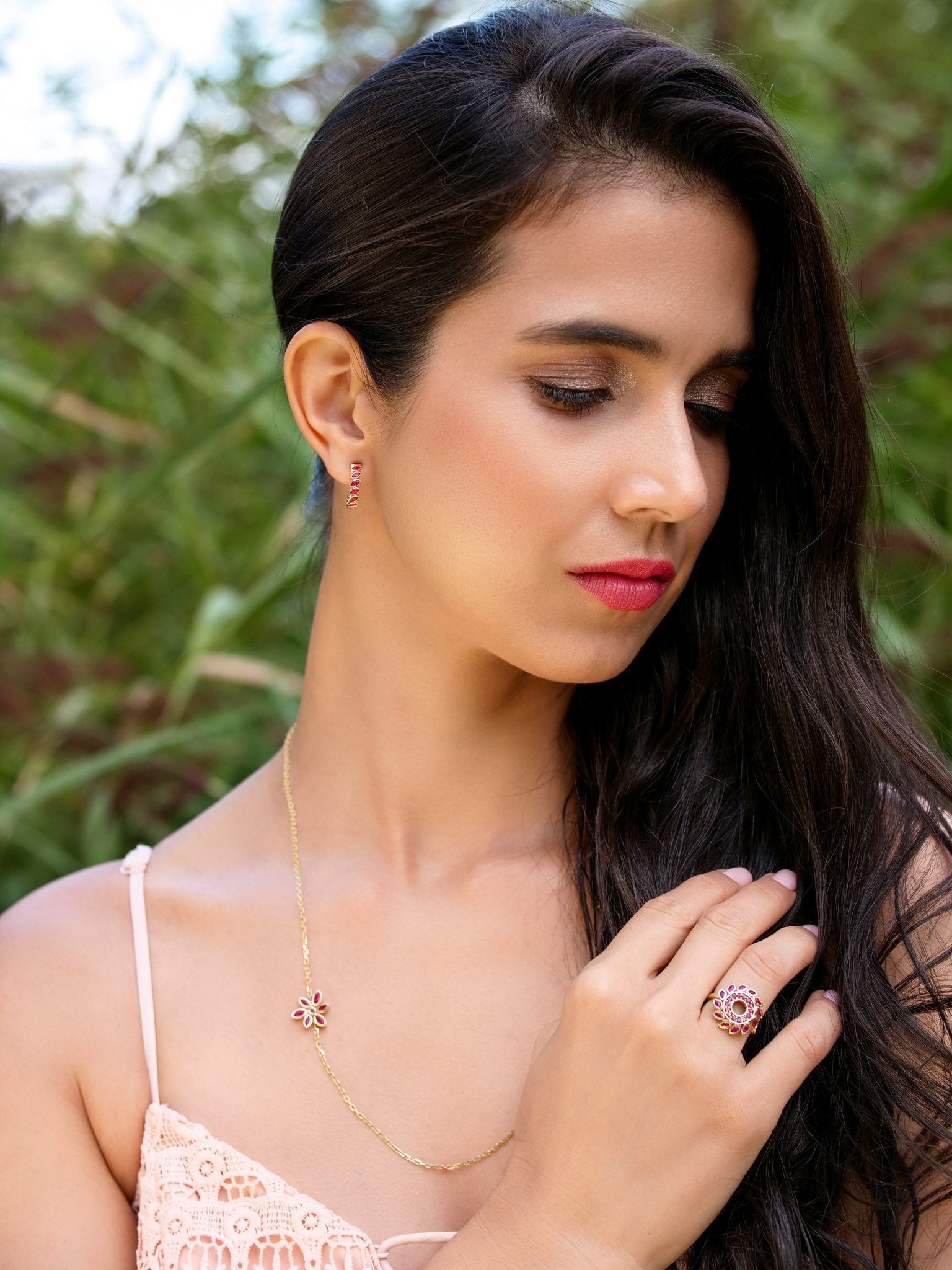 Lilita - Ruby Hoop Earrings – La Fleur Rouge Collection of Rubies & Solid Gold - Aurora Laffite Jewelry