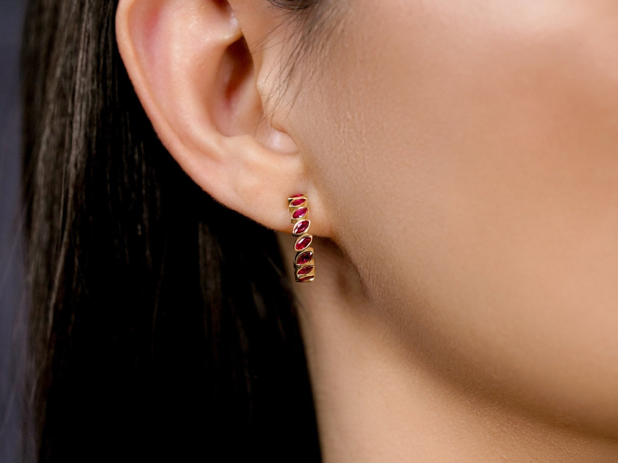 Lilita - Ruby Hoop Earrings – La Fleur Rouge Collection of Rubies & Solid Gold - Aurora Laffite Jewelry