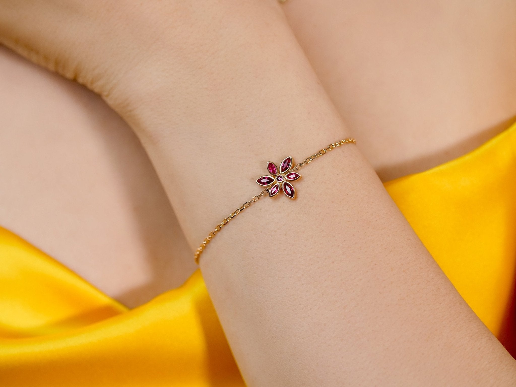 Maria - Ruby Flower Bracelet – La Fleur Rouge Collection of Rubies & Solid Gold - Aurora Laffite Jewelry