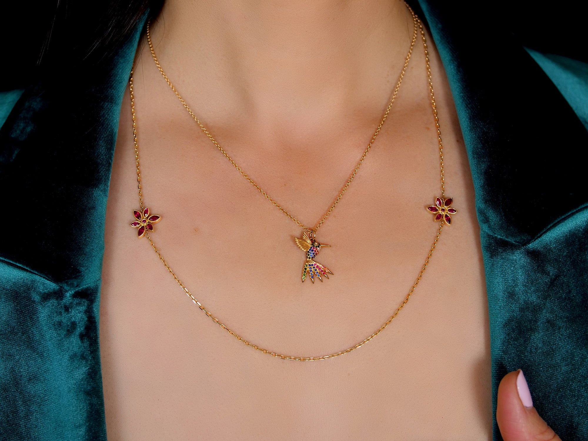 Maria - Ruby Flower Necklace – La Fleur Rouge Collection of Rubies & Solid Gold - Aurora Laffite Jewelry