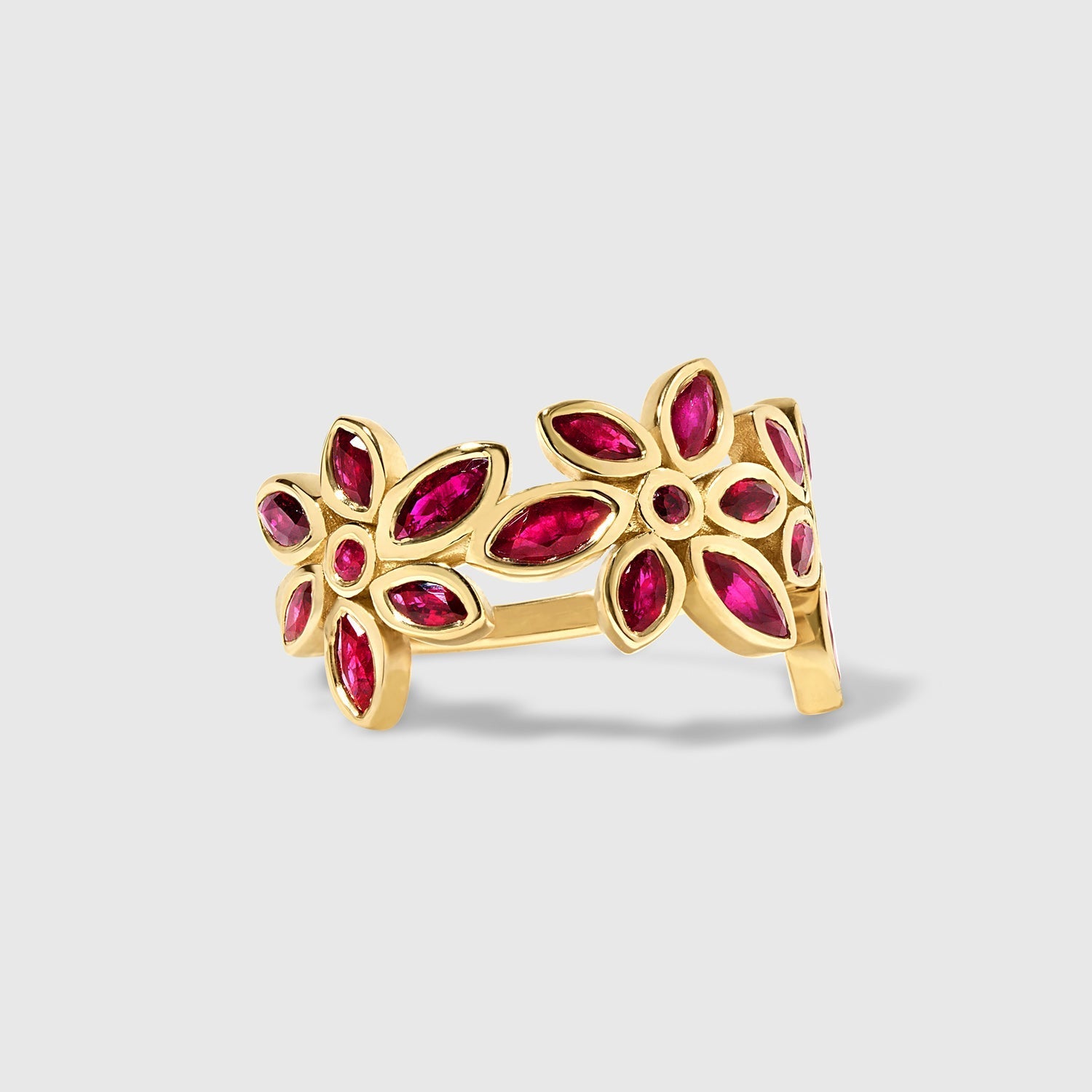 Maria’s - Three Flowers Ruby Ring – La Fleur Rouge Collection of Rubies & Solid Gold - Aurora Laffite Jewelry