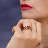 Maria’s - Three Flowers Ruby Ring – La Fleur Rouge Collection of Rubies & Solid Gold - Aurora Laffite Jewelry