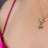 Rainbow Hummingbird Pendant & Necklace in Solid Gold – The “Humming Beauty” Set - Aurora Laffite Jewelry