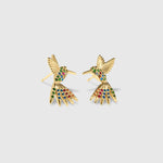 Rainbow Hummingbird Stud Earrings in Solid Gold – The “Humming Beauty” Set - Aurora Laffite Jewelry