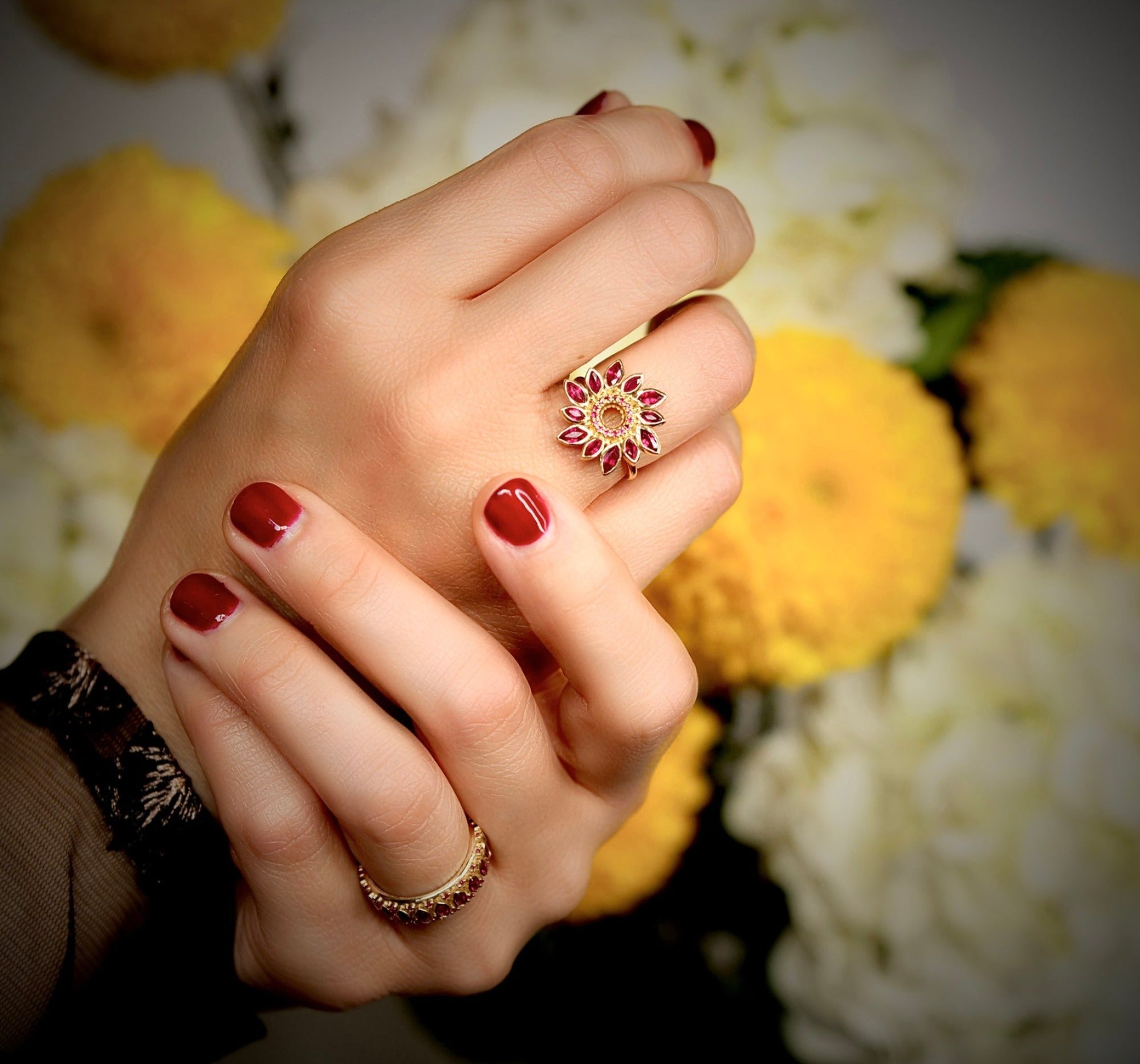 Alicia - Ruby Flower Ring – La Fleur Rouge Collection of Rubies & Solid Gold-Aurora Laffite Jewelry