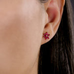 Gladis - Ruby Flower Stud Earrings – La Fleur Rouge Collection of Rubies & Solid Gold - Aurora Laffite Jewelry