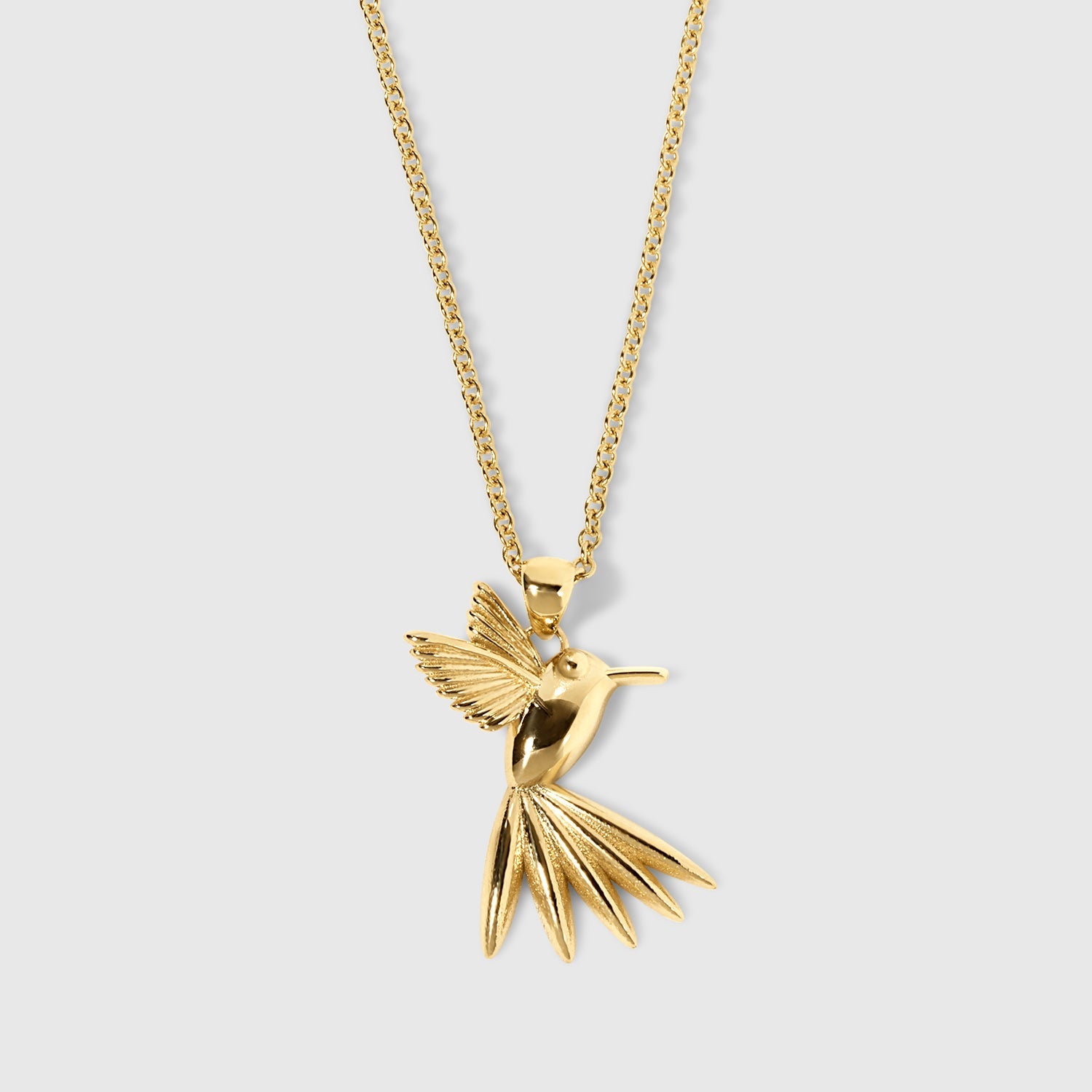 Golden Hummingbird Pendant & Necklace in Solid Gold – The “Humming Beauty” Set - Aurora Laffite Jewelry