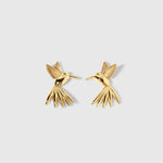 Golden Hummingbird stud earrings in solid gold from the Humming Beauty collection by Aurora Laffite Jewelry.