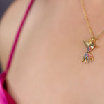 Rainbow Hummingbird Pendant & Necklace in Solid Gold – The “Humming Beauty” Set - Aurora Laffite Jewelry